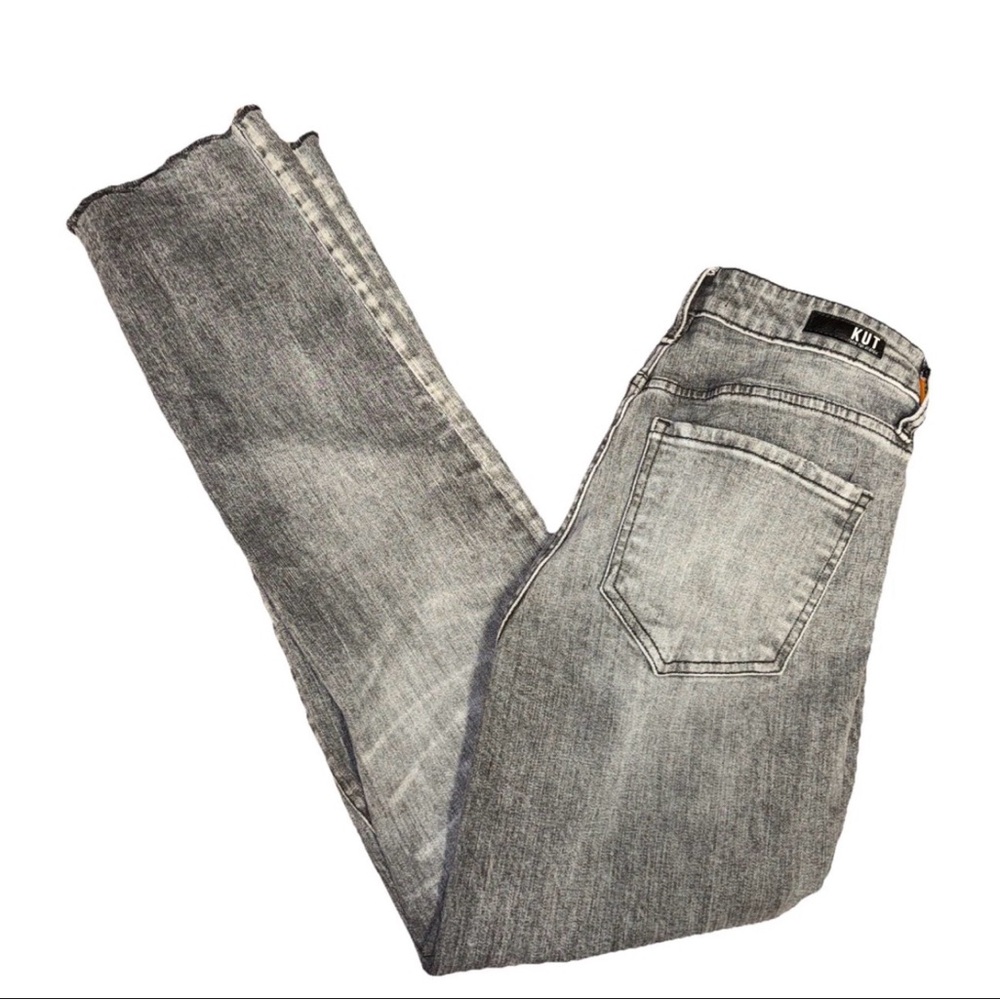 Kut From The Kloth Black Denim Raw Hem 4L Rosa High Rise Ankle Vintage Straight